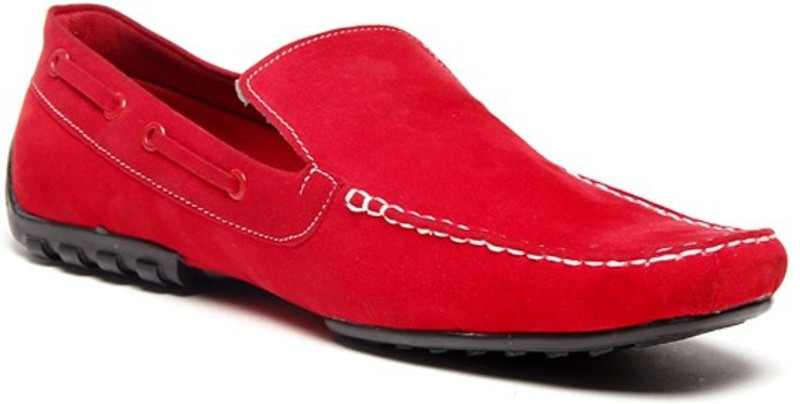 Zapatoz Bright Red Thundering Loafers For Men(Red)
