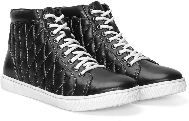 Bare Skin Leather Sneakers For Men(Black)