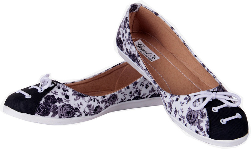 Goyal Black Flower Print Bellies For Women(Multicolor)