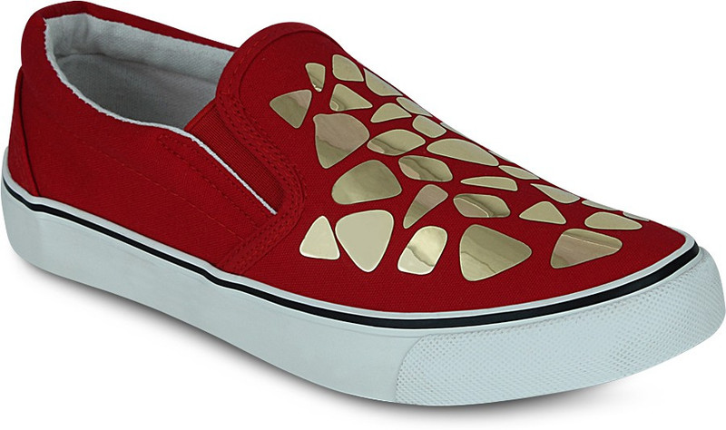 Get Glamr Vanaya Sneakers For Women(Red)