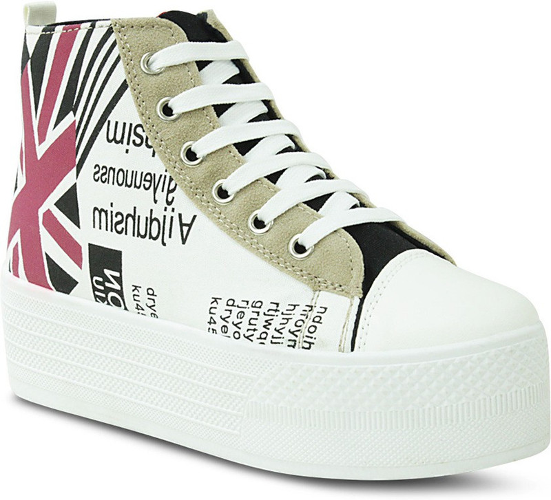 Get Glamr Designer Lace Ups Canvas Shoes For Women(White)