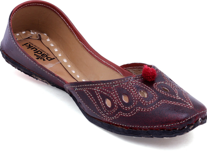 Paduki Ethnic Footwear Mojaris For Women(Brown)