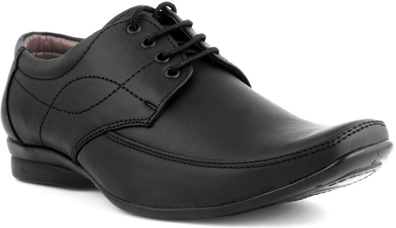 Candle Gold Geniun Lace Up Shoes For Men(Black)