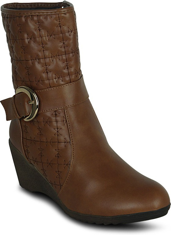 Get Glamr Designer Buckled Boots For Women(Tan) Get Glamr Designer Buckled Boots For Women(Tan)