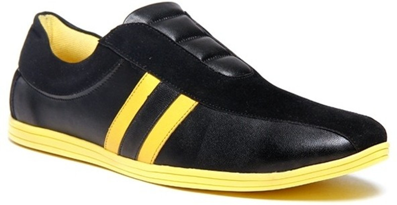Zapatoz Black & Yellow Loafers For Men(Black, Yellow)