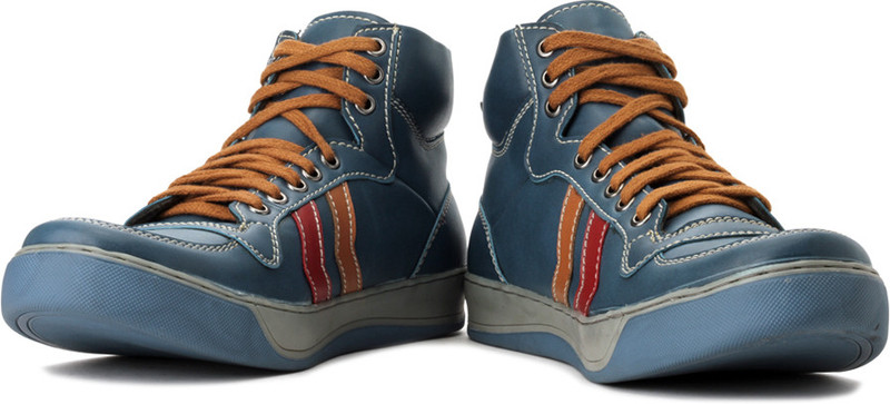 Flippd Mid Ankle Sneakers For Men(Tan, Blue)