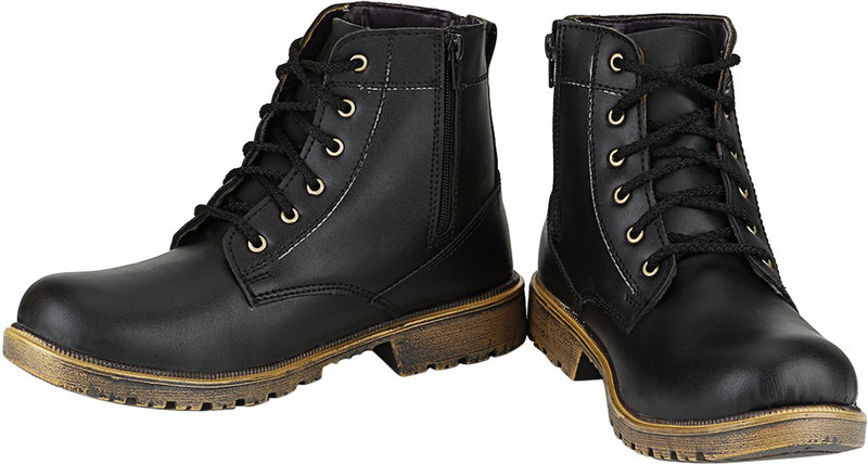 Stylon Laced Boots For Men(Black)