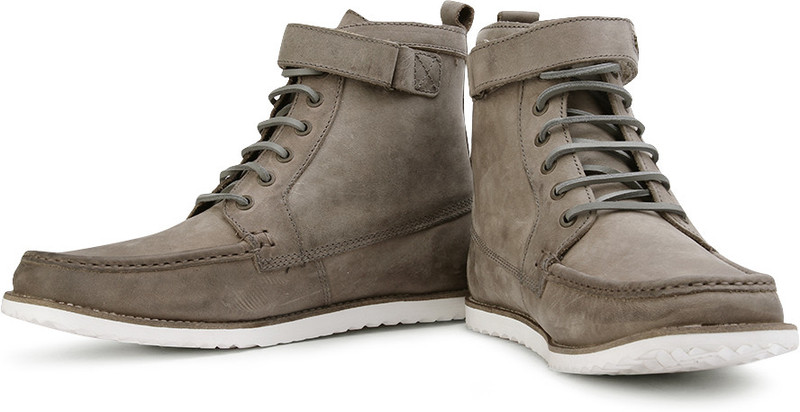 Superdry Launch Strap High Ankle Sneakers For Men(White, Khaki)