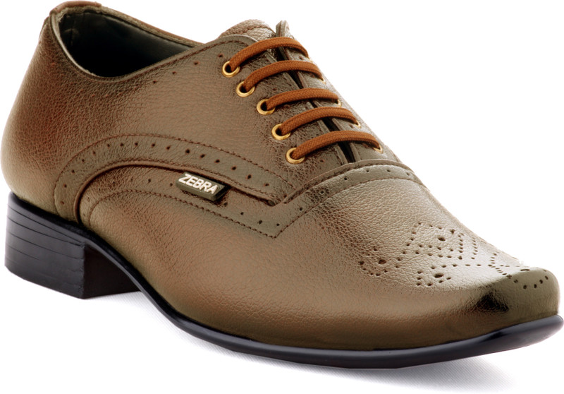 Zebra High Defination Men's 100% Pure S.Leather Brown Oxford Brogue Shoes Lace Up For Men(Brown)