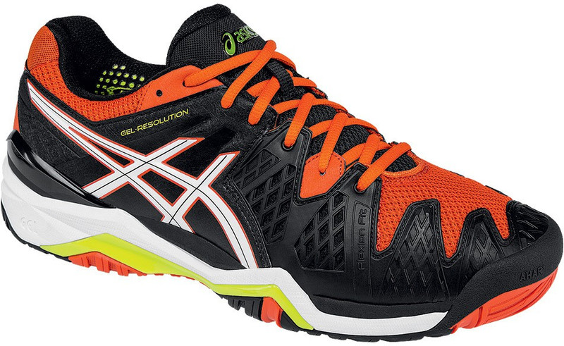Asics Gel-Resolution 6 Men Tennis Shoes For Men(White, Black, Orange)
