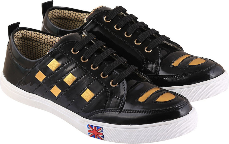 Go India Store Sneakers For Men(Gold, Black) Go India Store Sneakers For Men(Gold, Black)