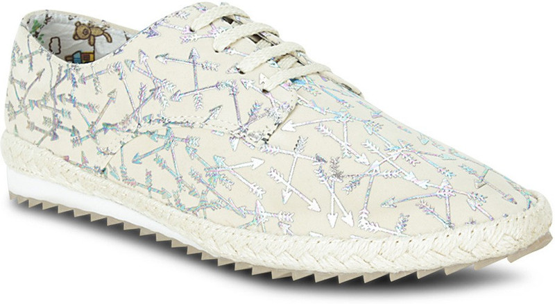 Get Glamr Stylish Lace Ups Canvas Shoes For Women(Beige)
