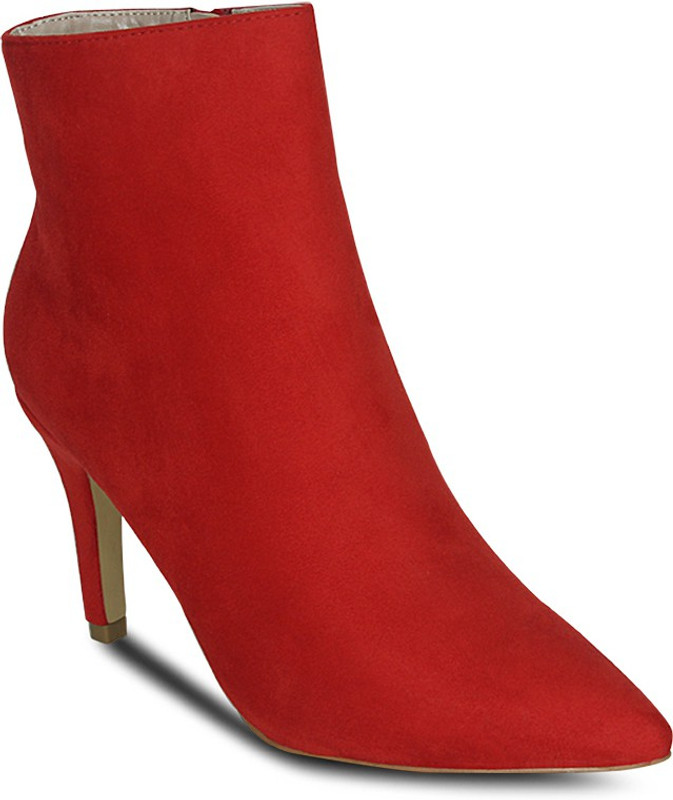Get Glamr Pointed Zipper Boots For Women(Red) Get Glamr Pointed Zipper Boots For Women(Red)