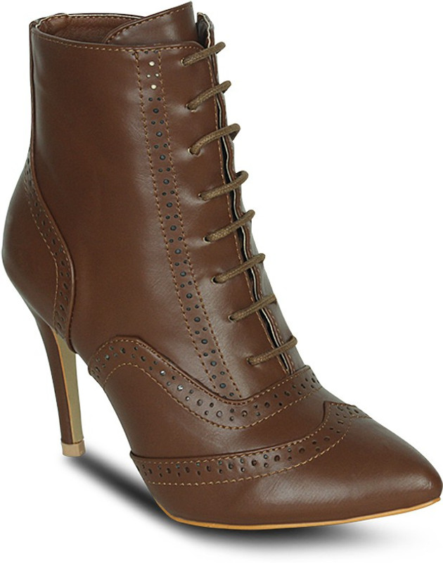 Get Glamr Designer Brogue Boots For Women(Tan)