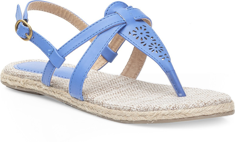 Amperstyle Amperstyle Blue Jute Cut-Work Flat Sandals Casuals For Women(Blue)