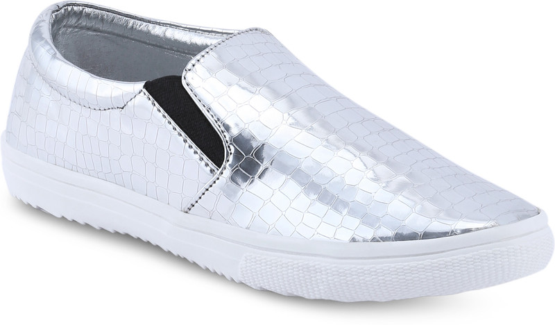 Get Glamr JULIE SLIP ONS Sneakers For Women(Silver)