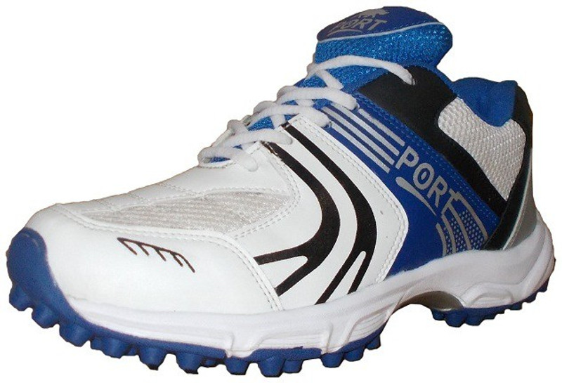Port Razzer Cricket Shoes For Men(White, Blue) Port Razzer Cricket Shoes For Men(White, Blue)