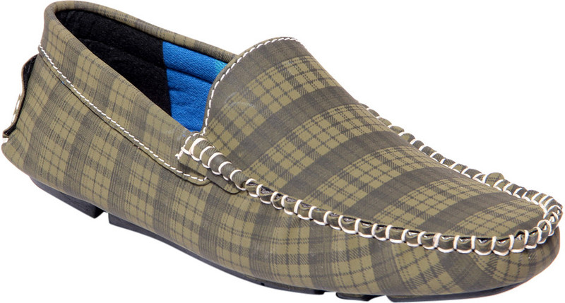 Funk'd Check Loafers For Men(Olive)