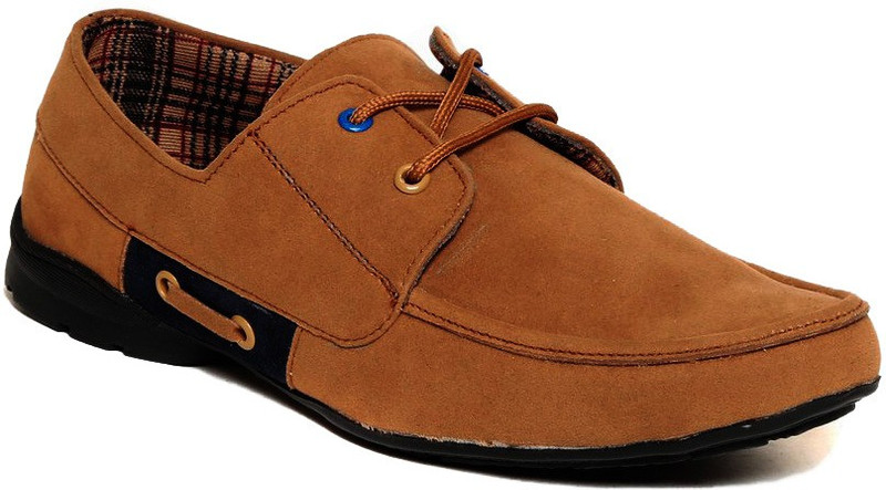 Zapatoz zapatoz classic two eye boat shoe Loafers For Men(Brown)