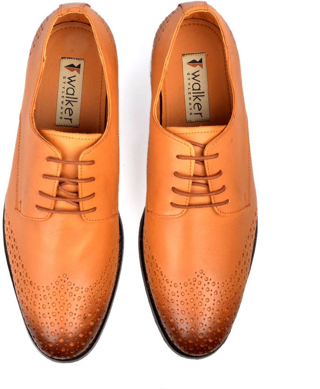 Walker Styleways Incredible Derby Brogue Lace Up Shoes For Men(Tan)