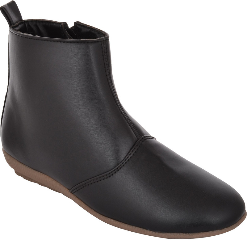 Exotique Flat Boots For Women(Black)