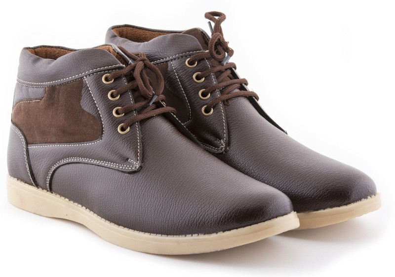 Boysons ankle brown leather Casuals For Men(Brown)