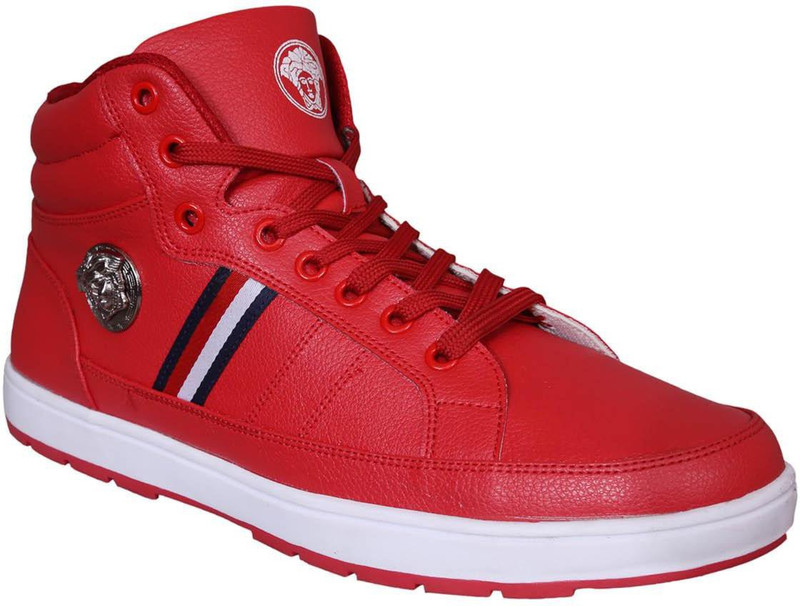 M & M Red Anklet Sneakers For Men(Red)