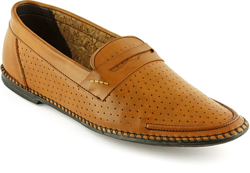 Devils Technetium Dooted Front Tan Loafers For Men(Tan)