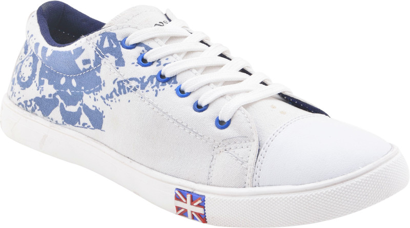 Boysons stylish printed tennis Sneakers For Men(White, Blue)