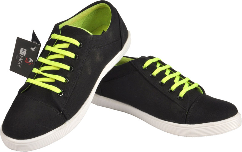 NY Eagle Black Green Contra Canvas Shoes For Men(Black)