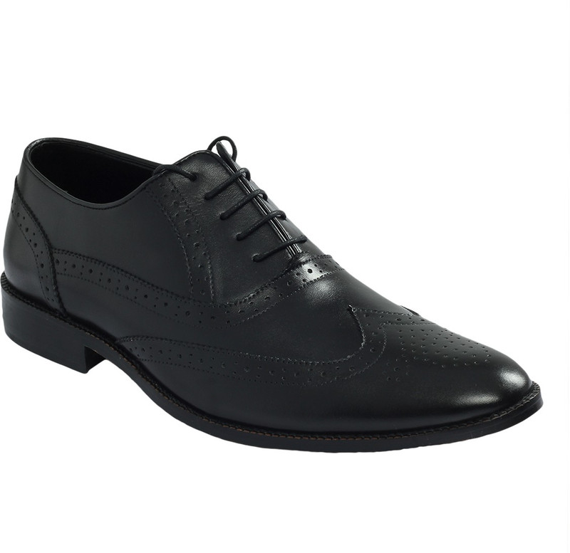 Shoe Bazar Leather Sole Brogues Lace Up Shoes For Men(Black)