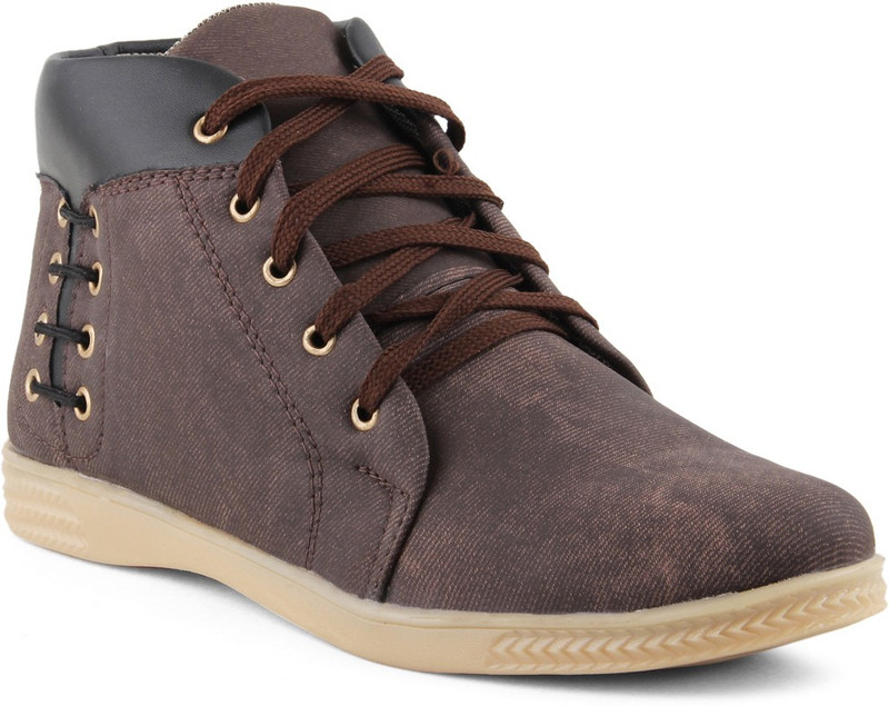 Tashi Stylish Long Toe Brown Sneakers For Men(Brown)