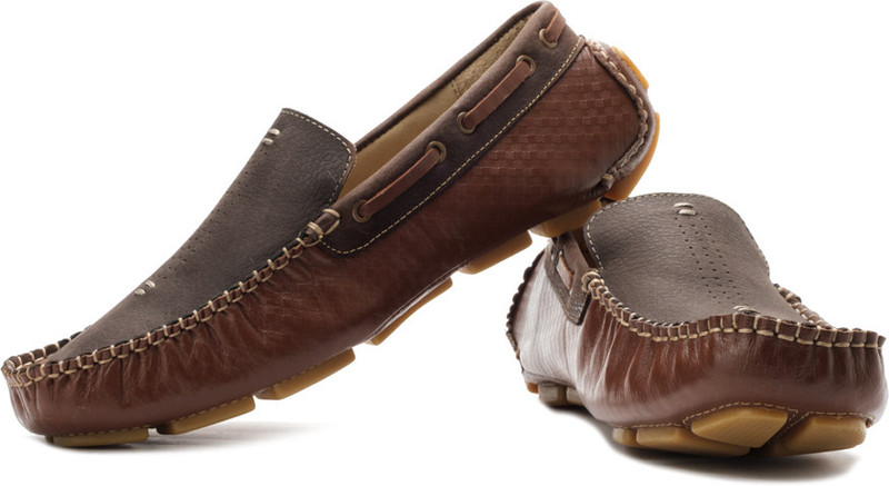 tZaro Gingam Twin Loafers For Men(Brown)