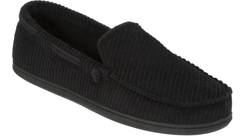 Dearfoams Corduroy (Black) Moccasin Medium Casuals For Men(Black)