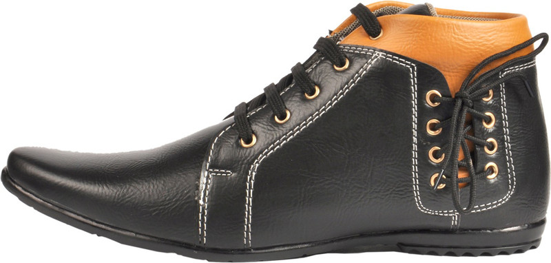 NY Eagle Black LaceUp Casuals For Men(Black)