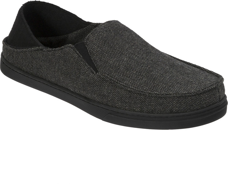 Dearfoams Woven closed Back with Collapsible Heel (Dark Grey) Large Casuals For Men(Grey)