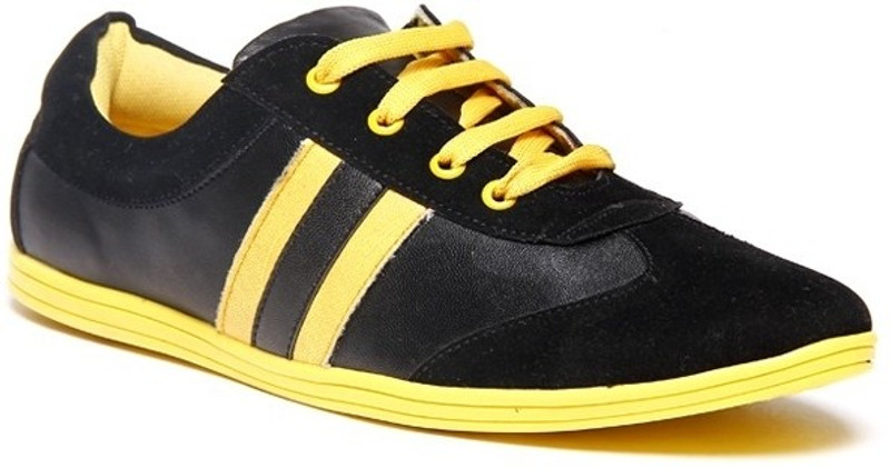 Zapatoz Black & Yellow Sneakers For Men(Black, Yellow)
