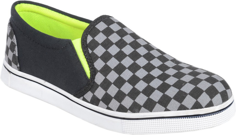 Knoos CHECKERS Loafers For Men(Black, Grey)