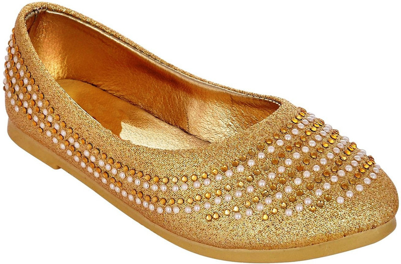 Glinchy Comfortable Party Wear Synthetic Leather Bellies Bellies For Women(Gold)
