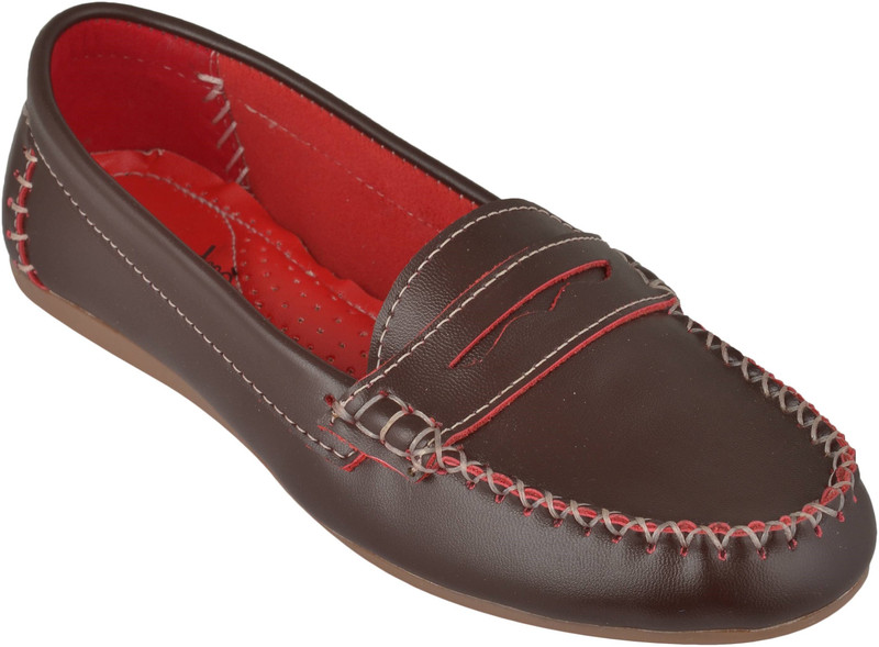 Exotique EL0053BR Loafers For Women(Red, Brown)