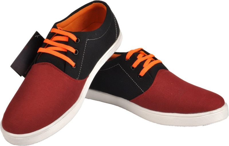 NY Eagle Maroon Contra LaceUp Canvas Shoes For Men(Maroon)