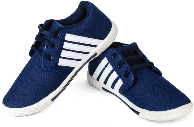 Niio Canvas Running Shoes For Men(White, Blue)