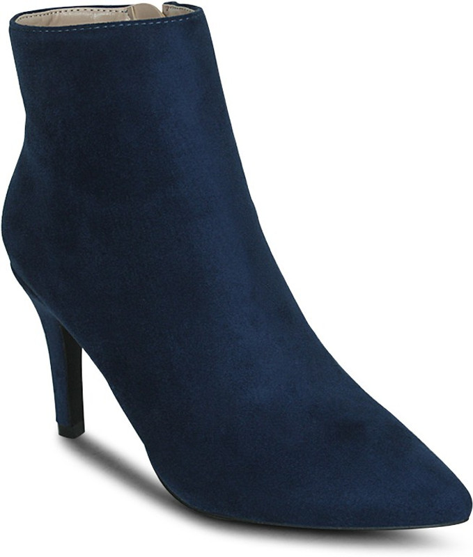 Get Glamr Pointed Zipper Boots For Women(Blue)