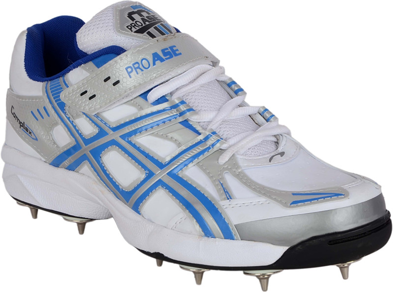 Proase Spikes Cricket Shoes For Men(White, Blue)