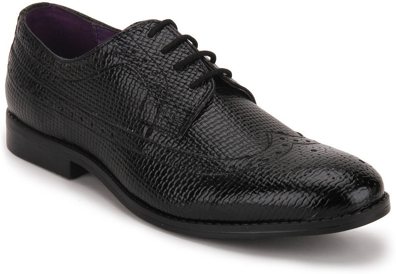Knotty Derby Oliver Longwing Brogue Lace Up For Men(Black)