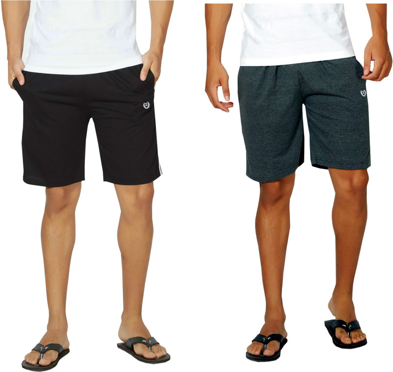 Alan Jones Solid Men Black, Grey Bermuda Shorts, Gym Shorts, Night Shorts, Beach Shorts, Running Shorts, Sports Shorts