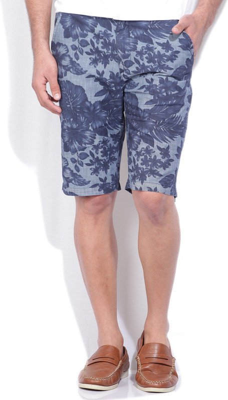 United Colors of Benetton Printed Men Blue Basic Shorts