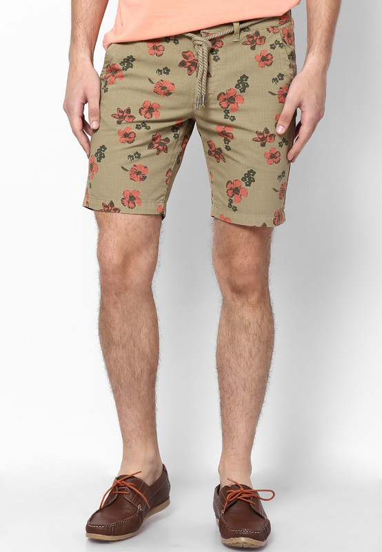 Jack & Jones Printed Men Brown Basic Shorts