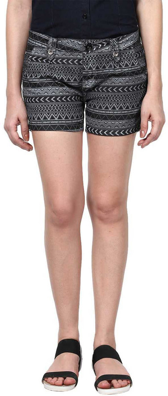 Upperclass Printed Women Black Basic Shorts