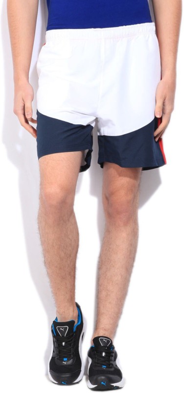 Fila Solid Men White, Dark Blue Sports Shorts